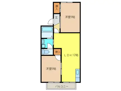 ピューラ13(2LDK/1階)の間取り写真