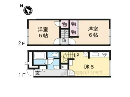 レオパレス庄五郎 弐番館(2DK/1階)の間取り写真