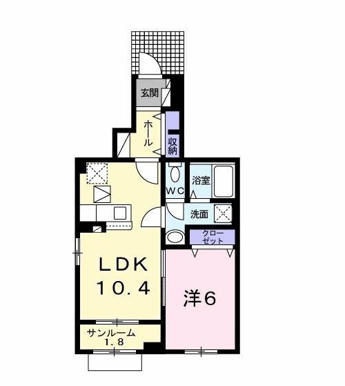 ル トレフル(1LDK/1階)の間取り写真