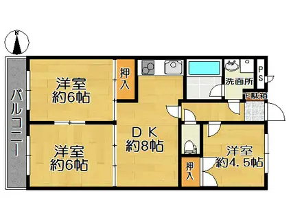 DIO-KAN(3DK/2階)の間取り写真