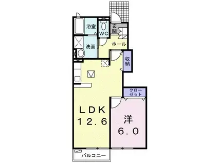 ベルフォールIII A(1LDK/1階)の間取り写真