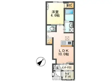 シュプリーム桜(1LDK/1階)の間取り写真