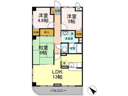 メルベーユアズール(3LDK/1階)の間取り写真