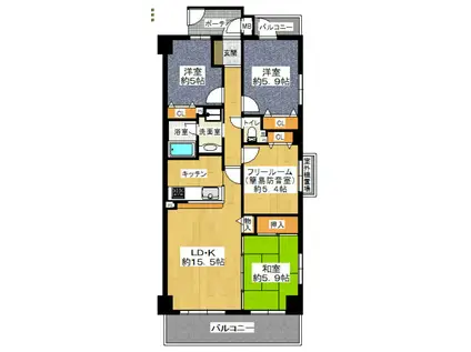 リベール須磨妙法寺(3SLDK/4階)の間取り写真