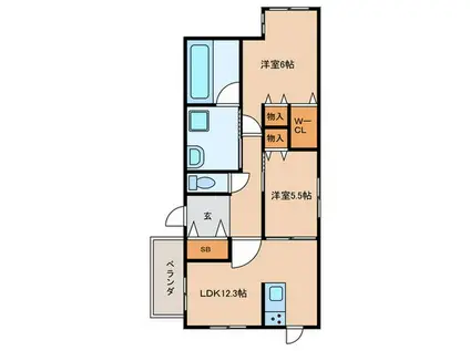 GRAND COEUR(2LDK/2階)の間取り写真