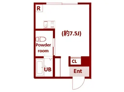 ルーナクレシェンテ川崎(ワンルーム/3階)の間取り写真