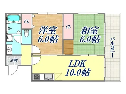 グランドシャトー兵庫(2LDK/8階)の間取り写真