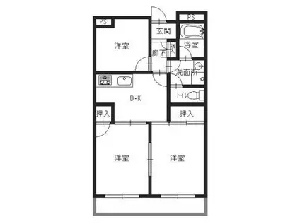 ラ・メゾンエスポワール(3DK/1階)の間取り写真