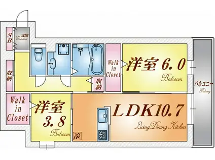 PREMIERE SAKURA(2LDK/2階)の間取り写真