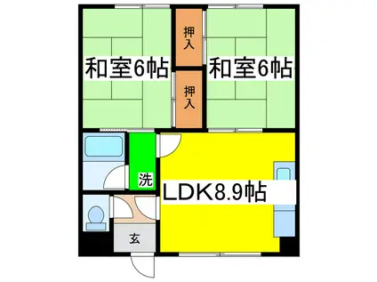 第一浅里ハイツ(2LDK/1階)の間取り写真