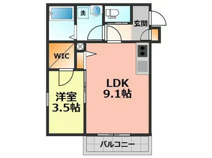 ジーメゾン清須アルカウス(1LDK/1階)の間取り写真