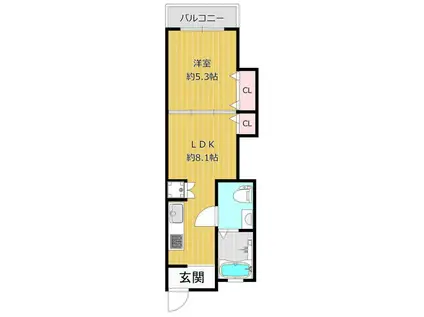 ひばりマンション(1LDK/3階)の間取り写真