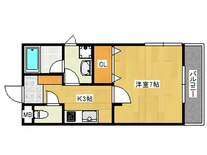 ROJIOKU(1K/1階)の間取り写真