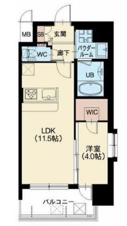スプランディッド中之島DUE(1LDK/9階)の間取り写真