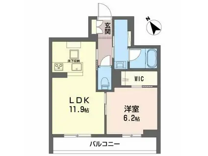 LULUBISIII美田園(1LDK/3階)の間取り写真