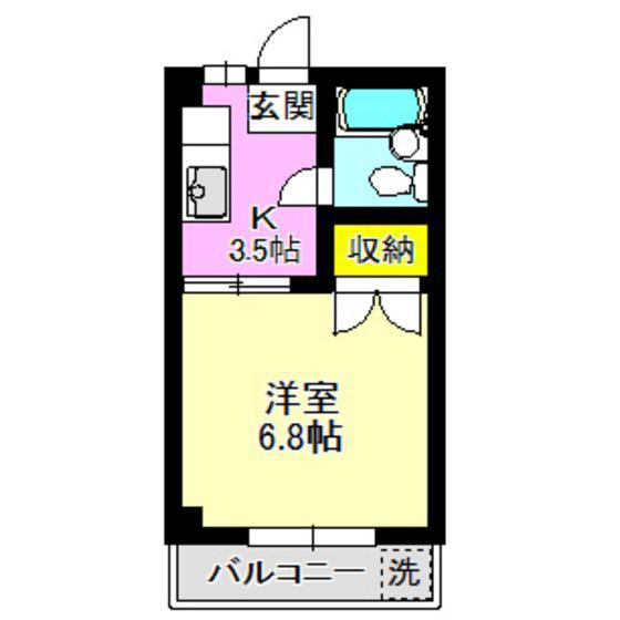 ロイヤルマンション前橋(1K/3階)の間取り写真