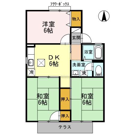 グリーンアベニューA(2LDK/1階)の間取り写真