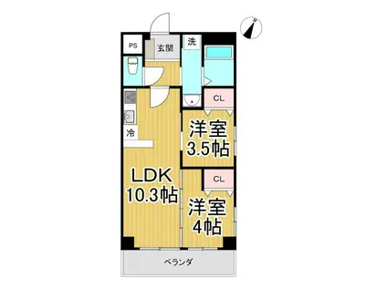 グランジュテ寺畑(2LDK/5階)の間取り写真