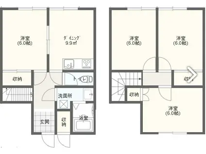 FINE A(4DK/1階)の間取り写真