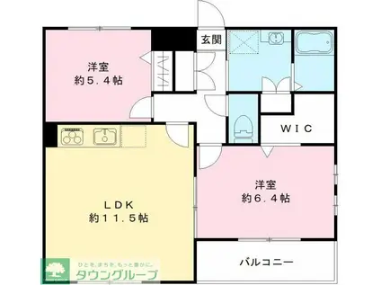 テグレビアンコ(2LDK/1階)の間取り写真