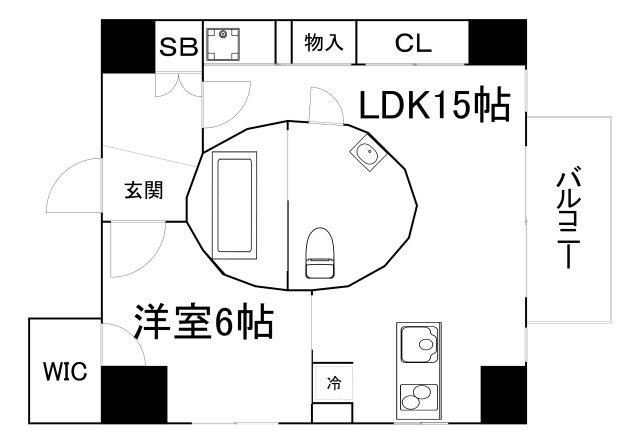 アーデン京町堀イースト(1LDK/14階)の間取り写真