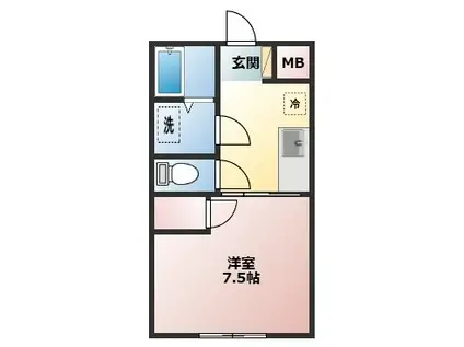 ハイツ山口(1K/2階)の間取り写真