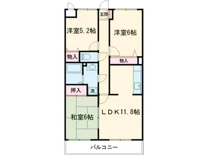 ハイツニシキ(3LDK/4階)の間取り写真