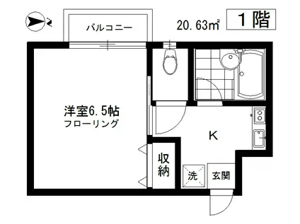メゾンドグラース(1K/1階)の間取り写真