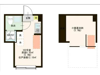 アーバンスカイ六郷(ワンルーム/1階)の間取り写真