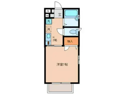 シャルム旗の台(1K/1階)の間取り写真