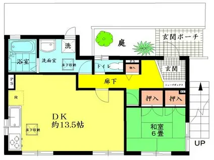 ハイツ今関(1DK/1階)の間取り写真