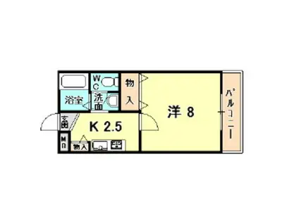 青木町YUMING FLAT(1K/1階)の間取り写真