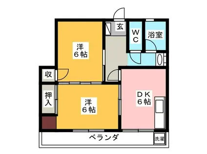 ヒビノコーポラス(2DK/3階)の間取り写真