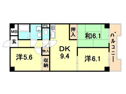 大仁マンション(3DK/2階)の間取り写真