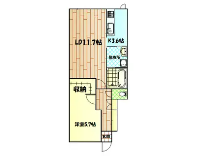 THUG LIFE(1LDK/2階)の間取り写真
