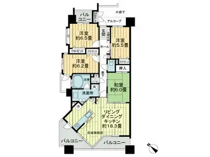 ライオンズ岐阜セントマークス壱番館(4LDK/9階)の間取り写真