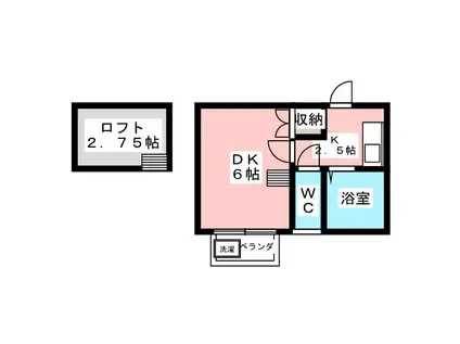 コーポ元城町(1K/2階)の間取り写真