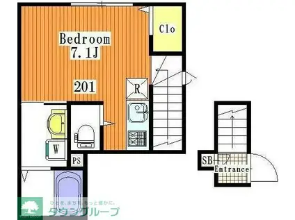 ケーズフラット(ワンルーム/2階)の間取り写真