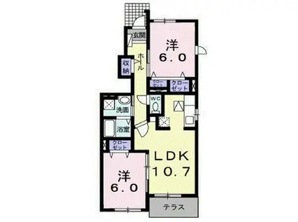 サンリット・スクエアD(2LDK/1階)の間取り写真