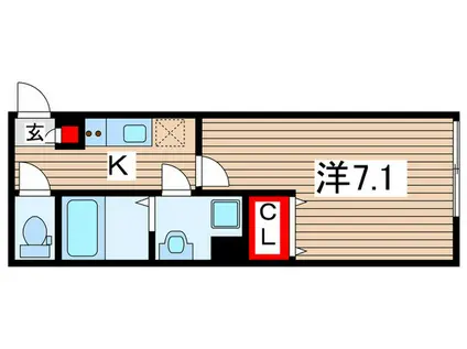 MQUATRO本千葉(1K/1階)の間取り写真