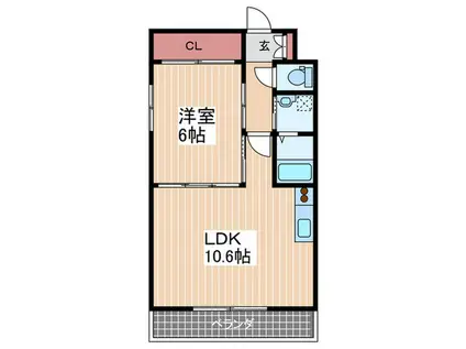 KハイツIII(1LDK/1階)の間取り写真