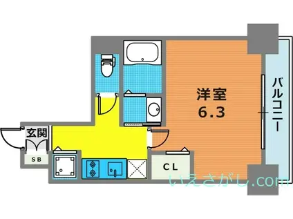 LEGESTA神戸ガーデンパレス(1K/8階)の間取り写真