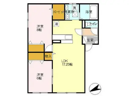マルシェIII V III V(2LDK/2階)の間取り写真