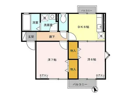 アブシンベルA(2DK/2階)の間取り写真