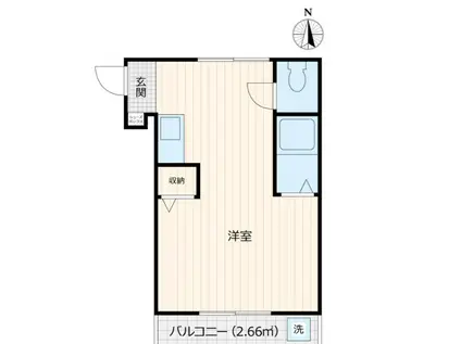 イーストハイム(ワンルーム/2階)の間取り写真