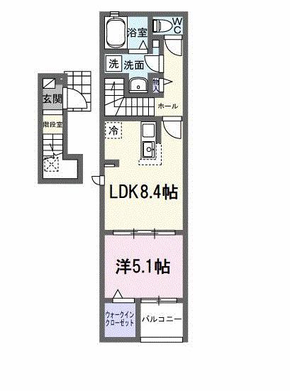 アップフィールド 共栄 III(1LDK/2階)の間取り写真