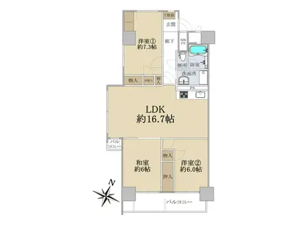 行徳ハイム2号棟(3LDK/10階)の間取り写真