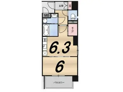 CAVANA梅田北プレサンス梅田北アロー(1DK/3階)の間取り写真