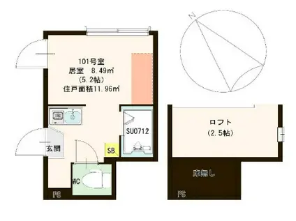 キャラット小岩(ワンルーム/1階)の間取り写真