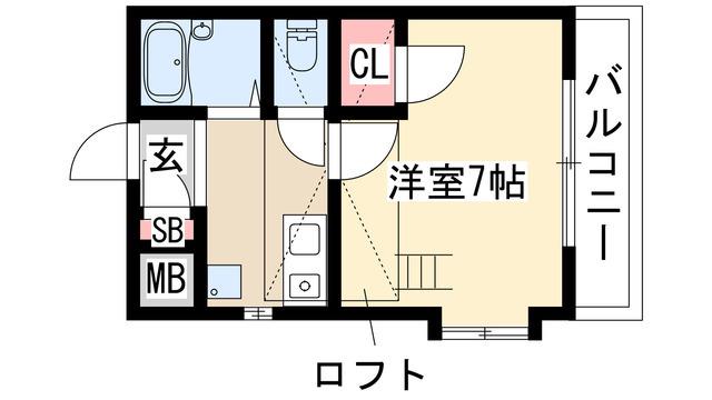 アーバンハイツ八事(1K/7階)の間取り写真